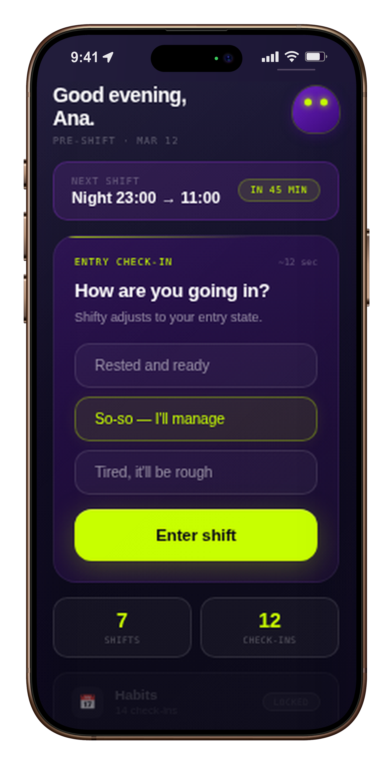 Shft Night app screen preview