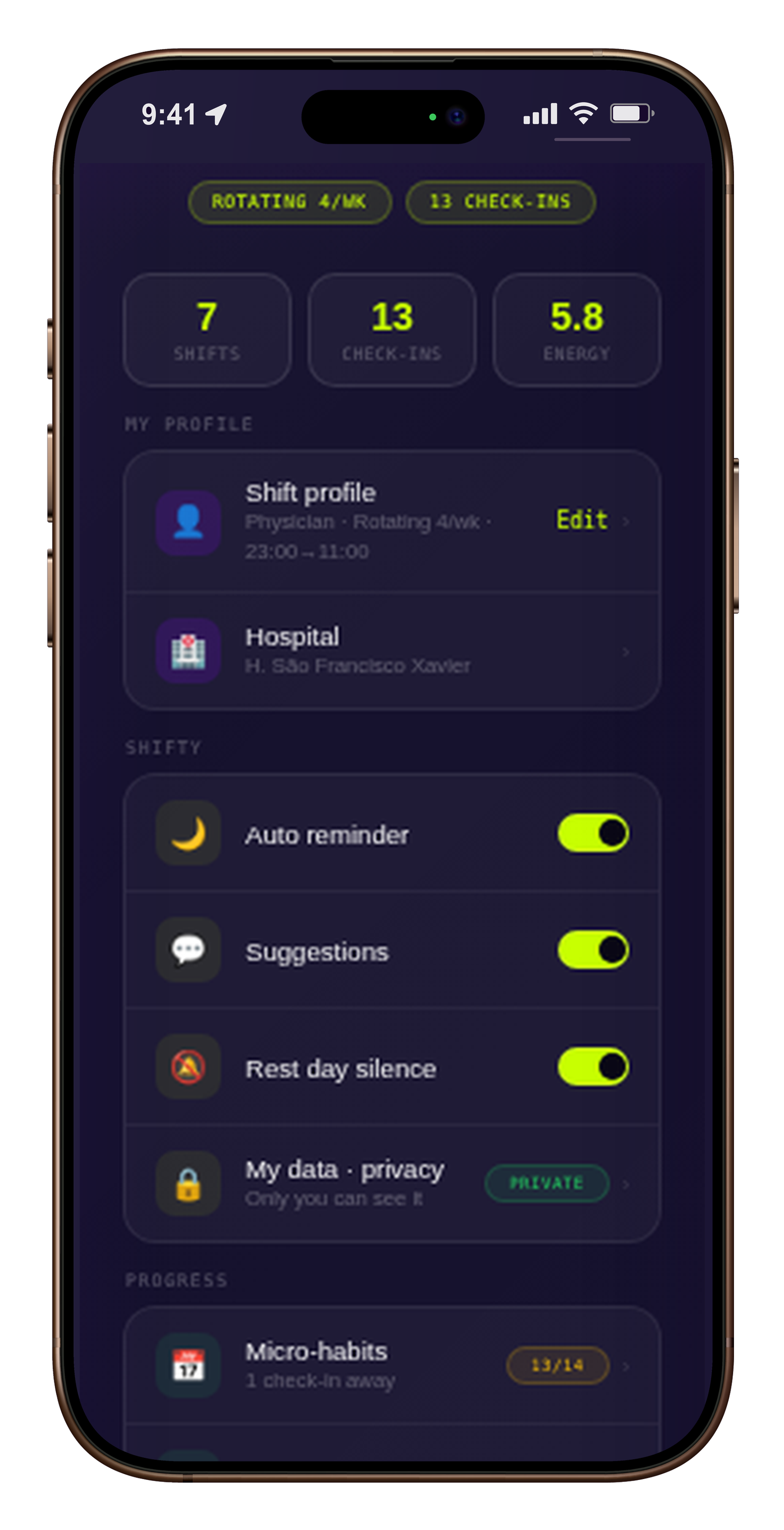 Shft Night app screen preview